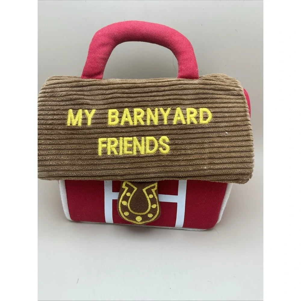 Vtg Aurora Baby My Barnyard Friends Plush Barn Carrier 3 Animals Pig‎ Cow Duck